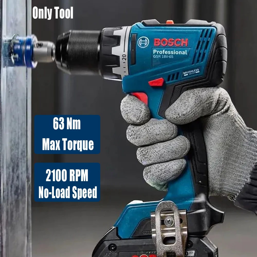 Woodworking Power Tools - Wiertarko-wkrętarka akumulatorowa Bosch GSR 18V-65, bezszczotkowa,